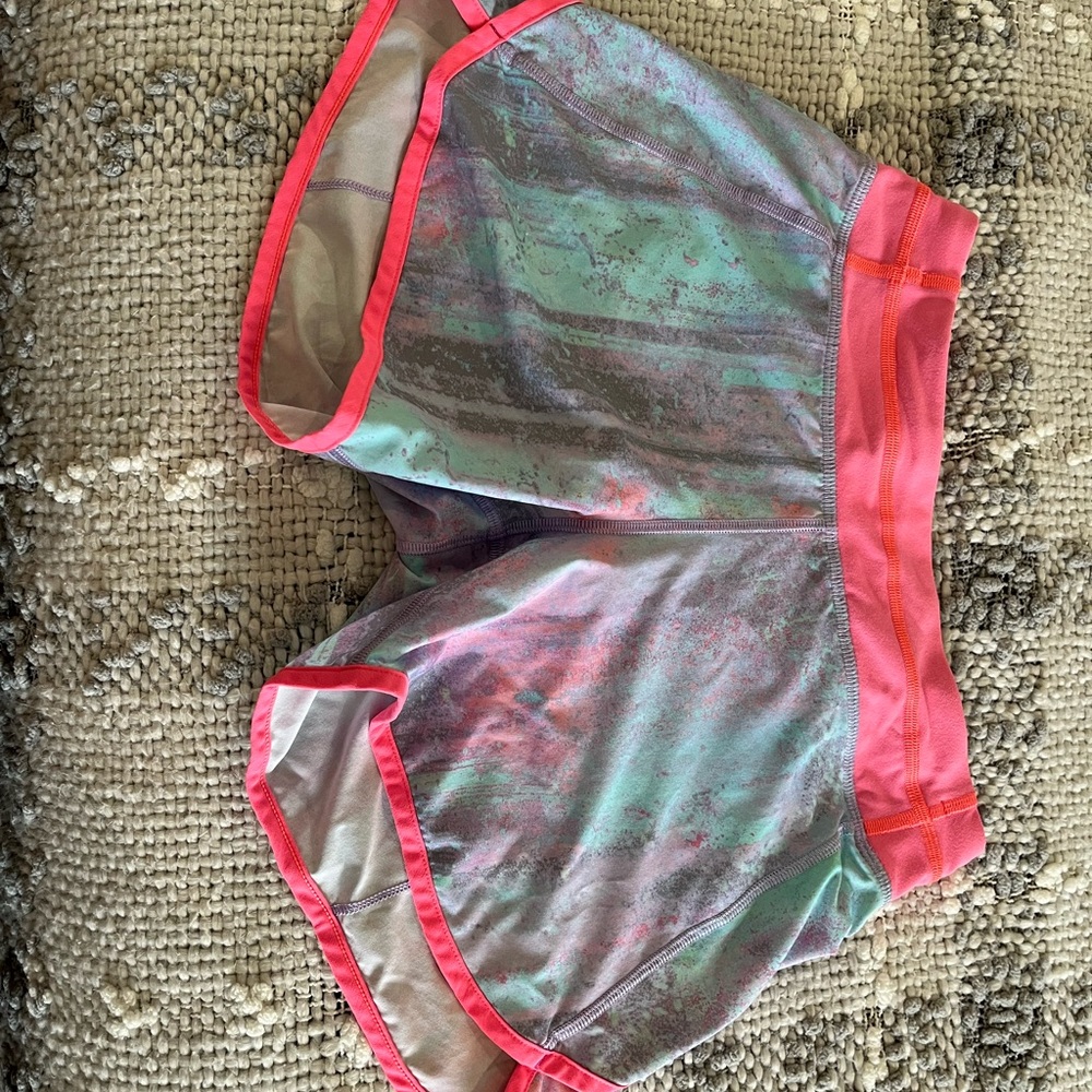 Ivivva Pink and Green Athletic Shorts with Holographic Finish